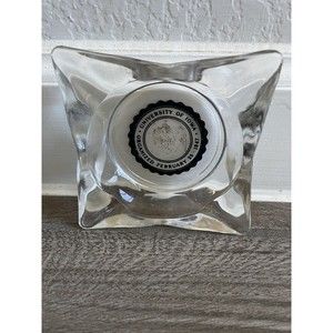 vintage glass ashtray University of Iowa clear trinket dish No Chips Or Cracks